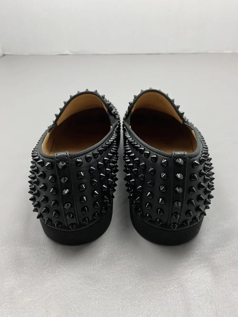 Christian Louboutin Roller-Boat Shoes Mens 13 EU 46 Black Leather Spiked Casual